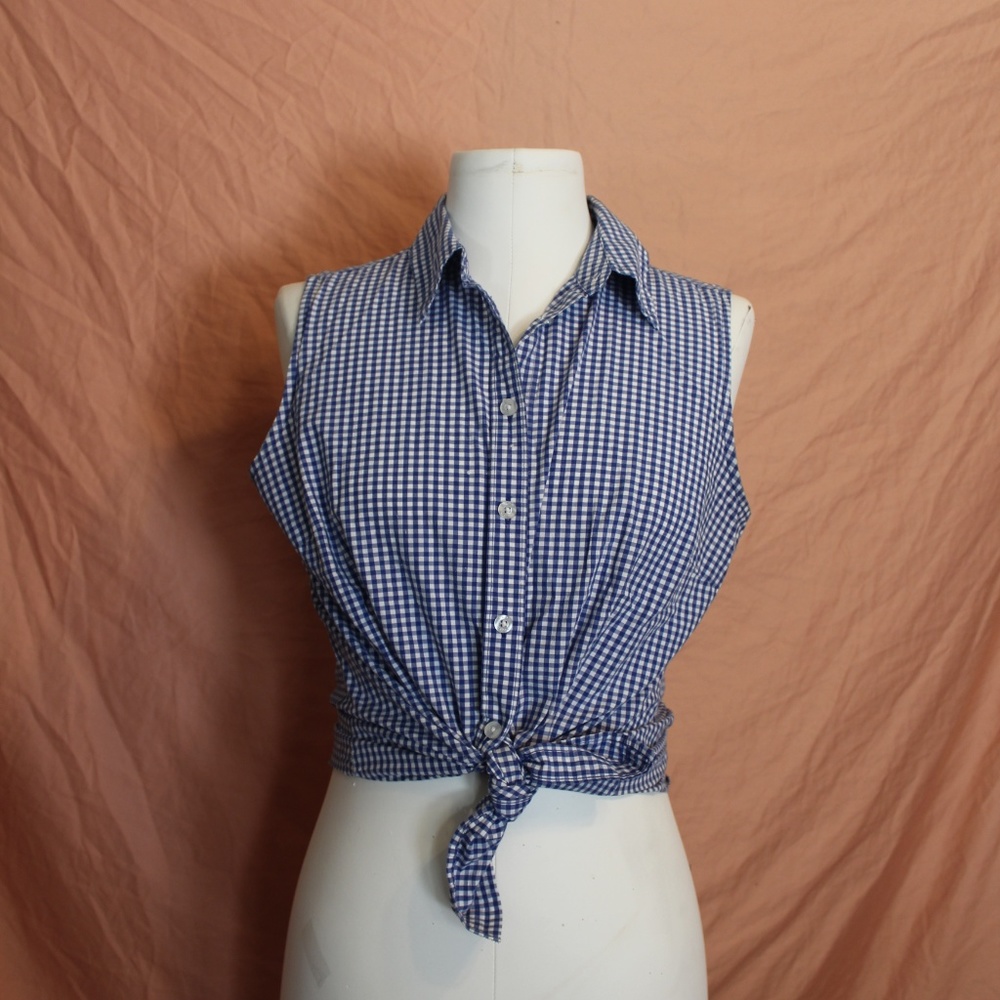 Rockabilly Pinup Sleeveless Gingham Shirt